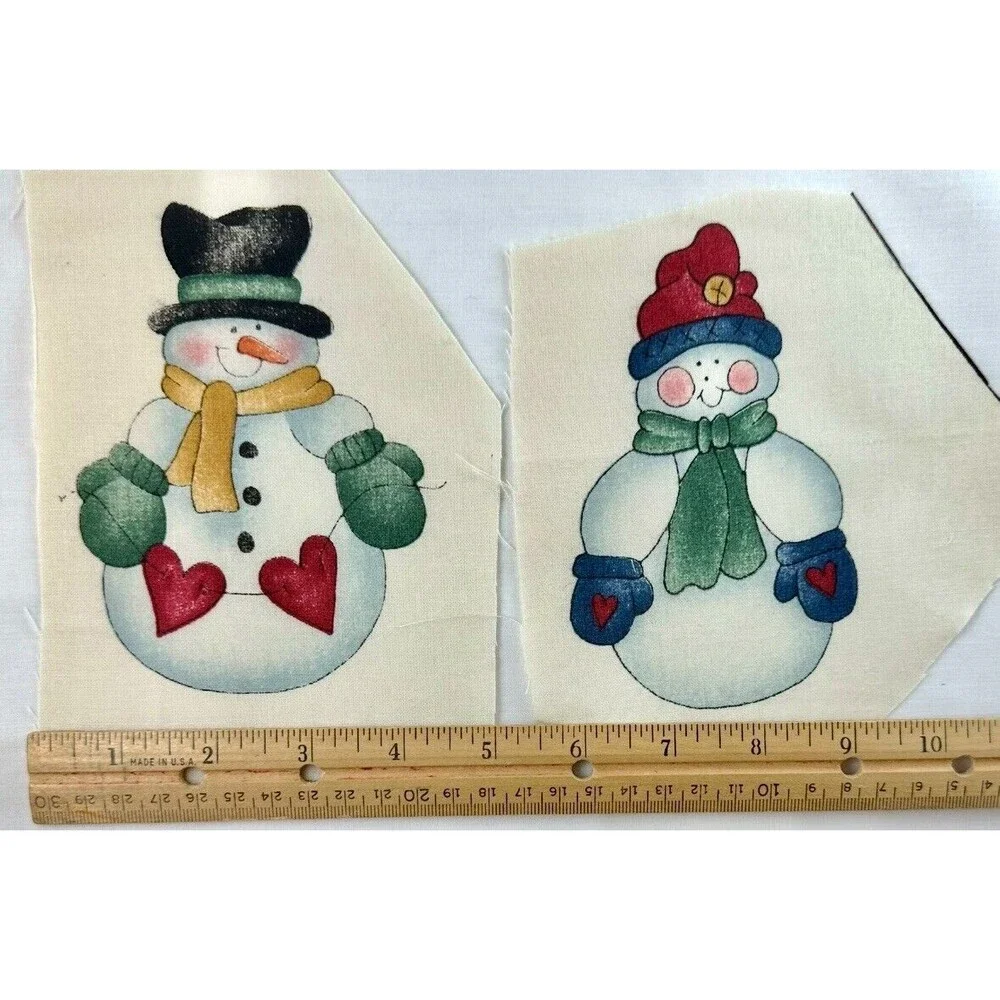 Lot of 8 Dianna Marcum Snowman Appliques Hearts Cotton